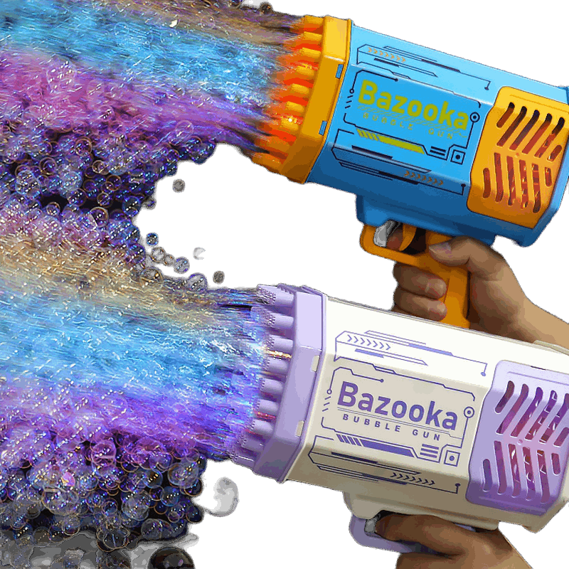 Bubble Rocket 69-Hole Soap Bubble Machine Gun with Lights for Kids