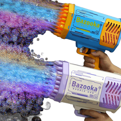 Bubble Rocket 69-Hole Soap Bubble Machine Gun with Lights for Kids