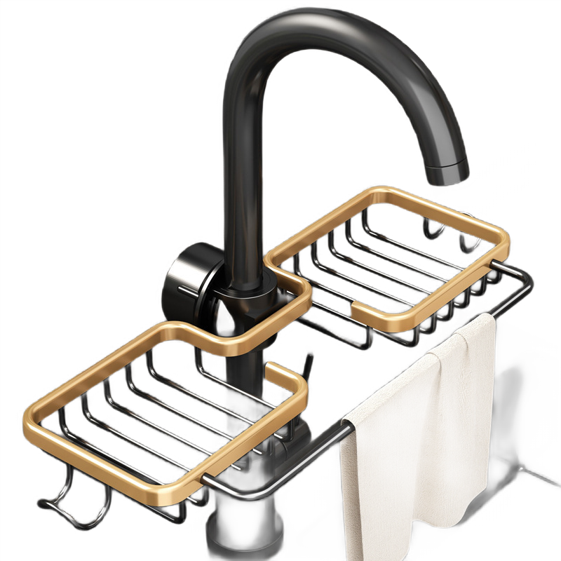 Kitchen Faucet Rack with Drain Basket