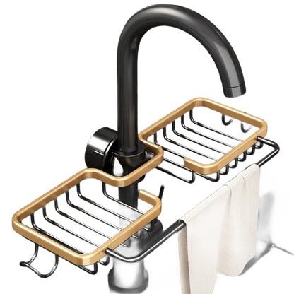 Kitchen Faucet Rack with Drain Basket