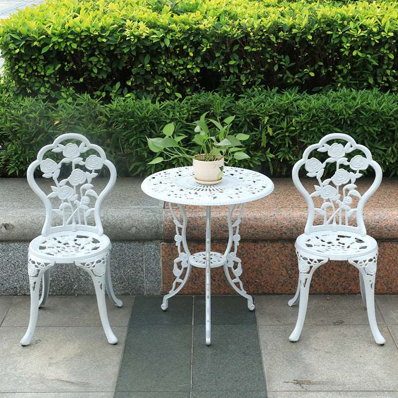 American Style Outdoor Iron Table and Chair Set - Courtyard Balcony Dining, Three-Piece Combination