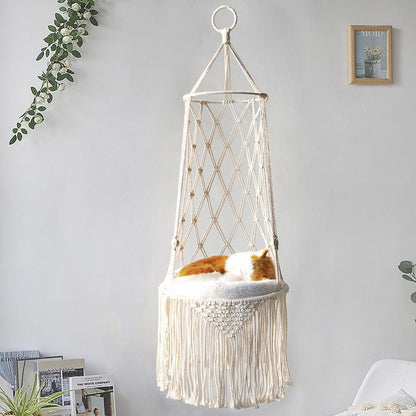 Chic Hand-Woven Cat Hanging Basket Pet Hammock