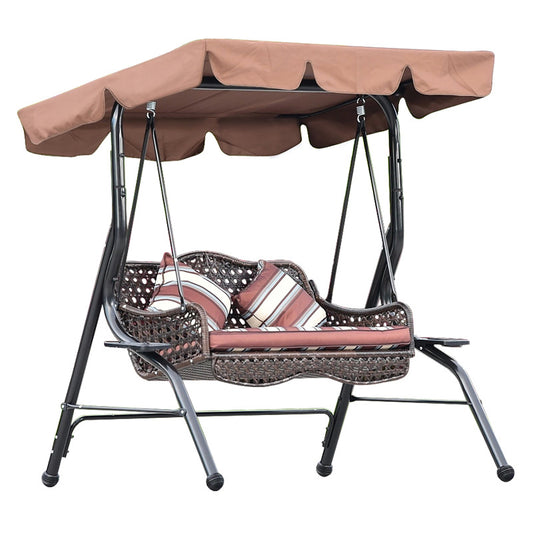 Modern Metal Frame LED Patio Swing Chair - Three-Seat Hanging Outdoor Seat