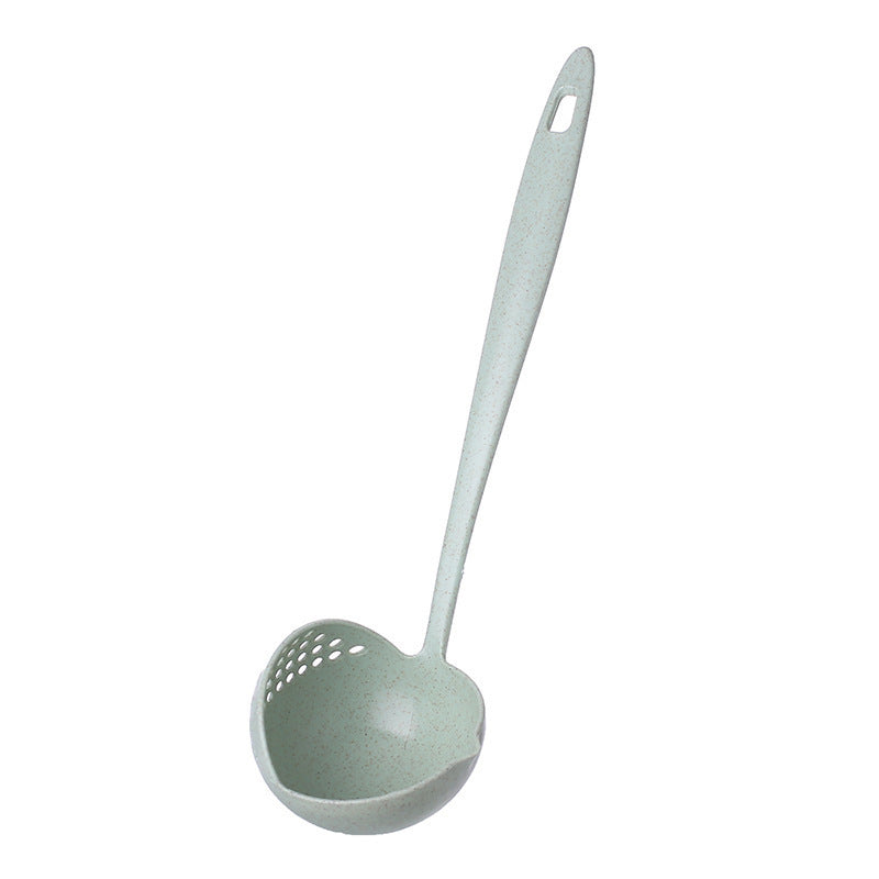 Nordic-Inspired Wheat Straw Long-Handled Soup Ladle with Colander Function