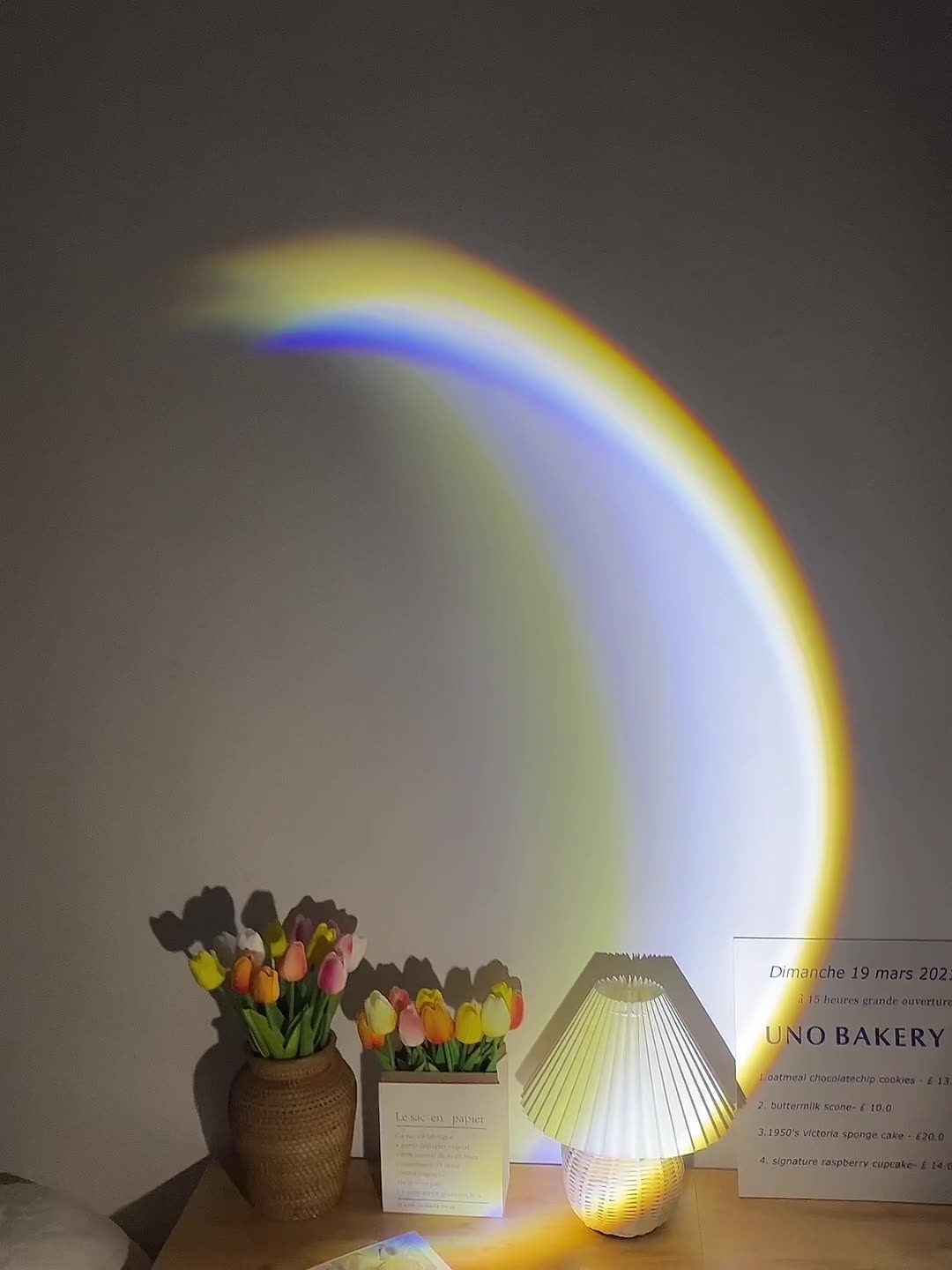 INS USB Moon Lamp LED Rainbow Neon Night Light Projector