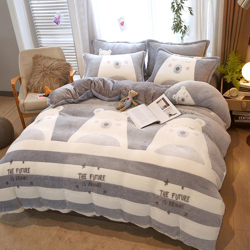 Milk Velvet Duvet Set - Double-Sided Comfort in Charming Designs